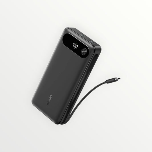 Anker Power Bank (20K, 87W, Built-In UBS-C Cable) -Black [A1383H11]