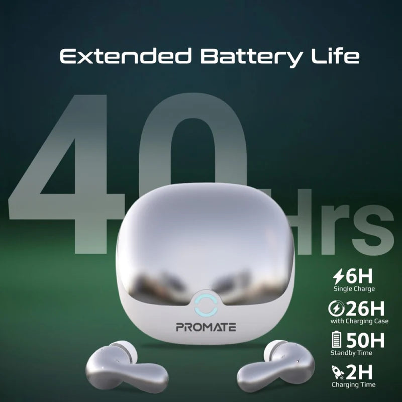 سماعات أذن Promate عالية الدقة الهجينة ANC TWS مع تقنية Intellitouch