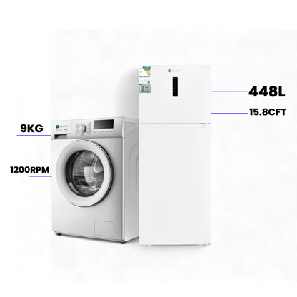 Elite 9KG front load Washer + Elite 448L Refrigerator