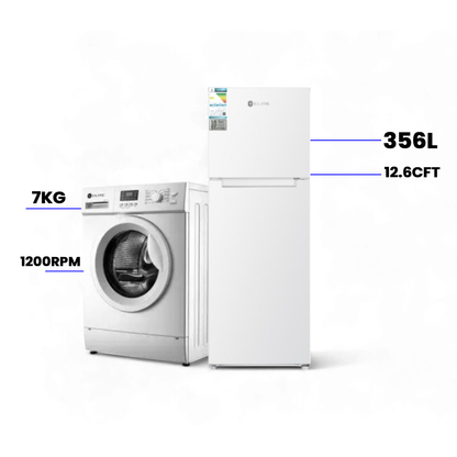Elite-7 KG Front Load Washer + Elite Top Mount 356 L Refrigerator