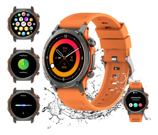 1.43' AMOLED Smartwatch with Stainless Steel Body, 380mAh Battery, IP68 Waterproof