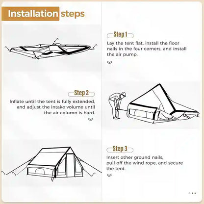 Inflatable Waterproof Outdoor Portable Camping Tent with Manual Air Pump - 4.8 × 3.5 × 2.5 Meters & 8-10 Persons Capacity