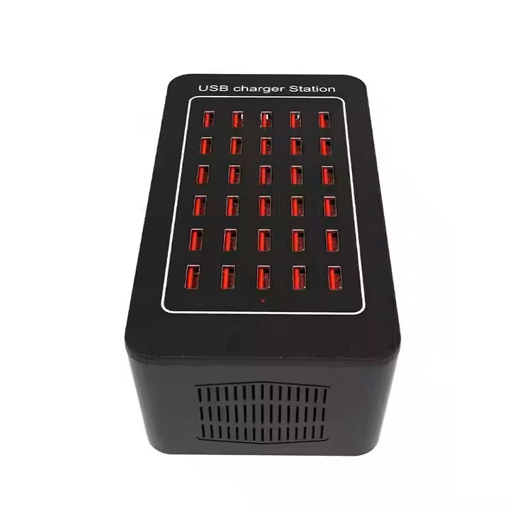 30-Port USB Charging Station with Fast Charging, Smart Ports, and Fireproof Material - 200W