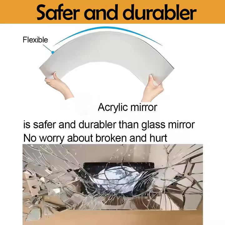 Rectangular Acrylic Wall Mirror Sticker - 100 x 30 cm