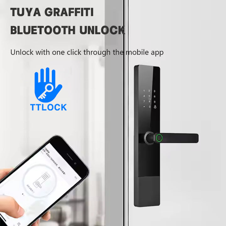 4-in-1 Smart Electronic Door Lock with Biometric, Card, Password & Manual Key Access