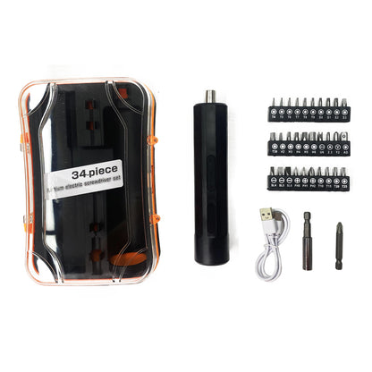 34-in-1 Rechargeable 3.6V Electric Precision Screwdriver Set with 3N.m Torque, 240RPM, 34 High-Strength Alloy Bits & Type-C Fast Charging - 2000mAh Battery Capacity