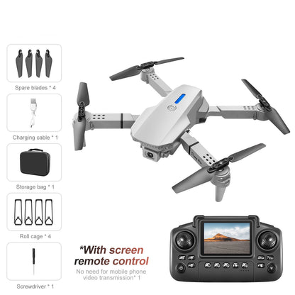 Foldable HD Dual Camera Quadcopter Drone with Inbuilt Screen Controller & Optical Flow Hovering & Mobile App Control