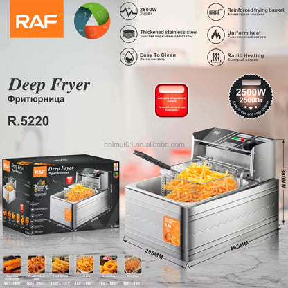 RAF 5.5L Deep Fryer with Rapid Heating, Timer & Accurate Temperature Control - 2500W