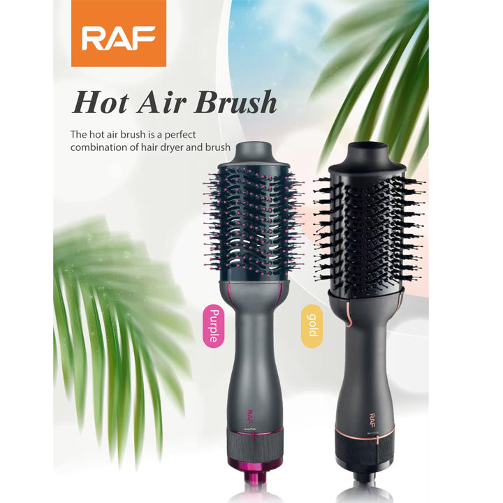 RAF 3-in-1 Hot Air Brush Hair Dryer Comb with Ceramic Coating, Adjustable Temperature, and 360° Swivel Cord – 1200W