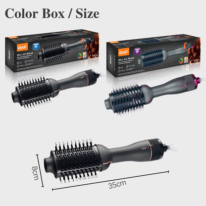 RAF 3-in-1 Hot Air Brush Hair Dryer Comb with Ceramic Coating, Adjustable Temperature, and 360° Swivel Cord – 1200W