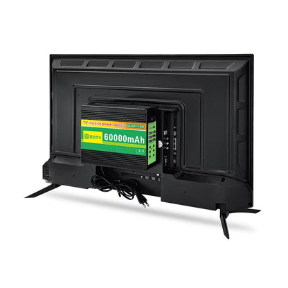 GDLIFE Times 32-Inch Solar Powered HD TV Entertainment & Power Kit with 50W Panel, 60,000mAh Battery Dual LED Bulbs, Remote Control & Lighting Kit