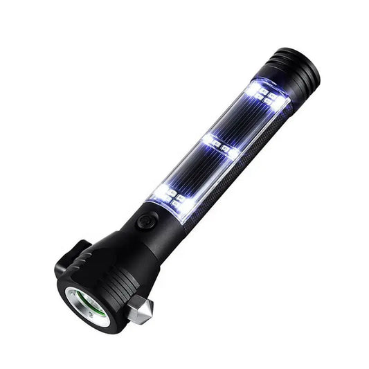 Solar Powered Multifunctional Flashlight with Power Bank