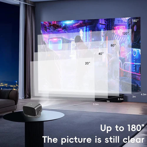 A10 Smart Android 4K WiFi Projector with Built-in Speaker, 200 Lumens, Bluetooth 5.0 with HDMI & Dual USB Ports