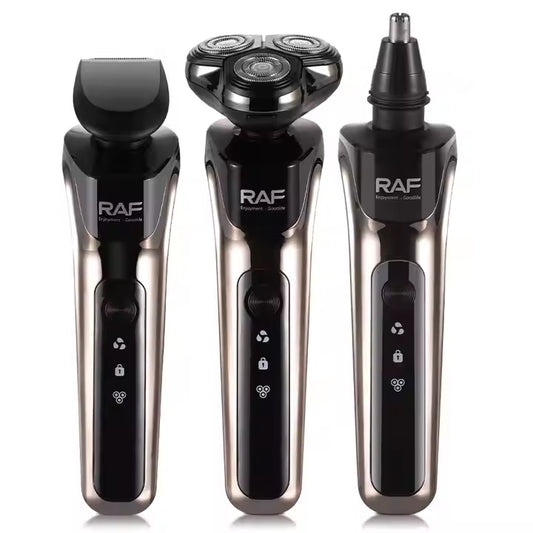 RAF 3-in-1 Electric Hair Shaver, Trimmer & Nasal Clipper with Carbon Steel Blades and LCD Display