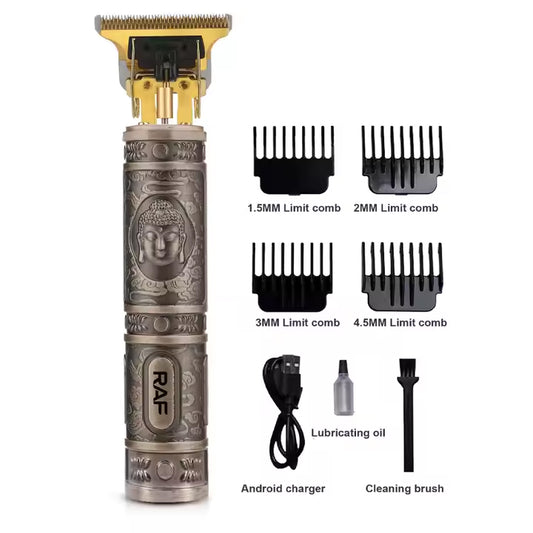 RAF Professional Electric Hair Trimmer & Clipper with Stainless Steel Blades and Complete Barber Kit - 5W