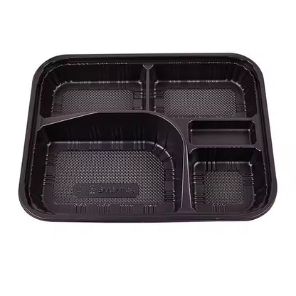 5-Compartment Disposable Plastic Food Container Box - 26 x 20 x 6 cm