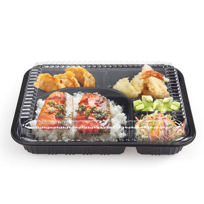 5-Compartment Disposable Plastic Food Container Box - 26 x 20 x 6 cm