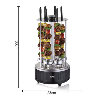 RAF Electric Skewers BBQ Machine with Automatic Rotation and 6 Skewers for Grilling - 1000W