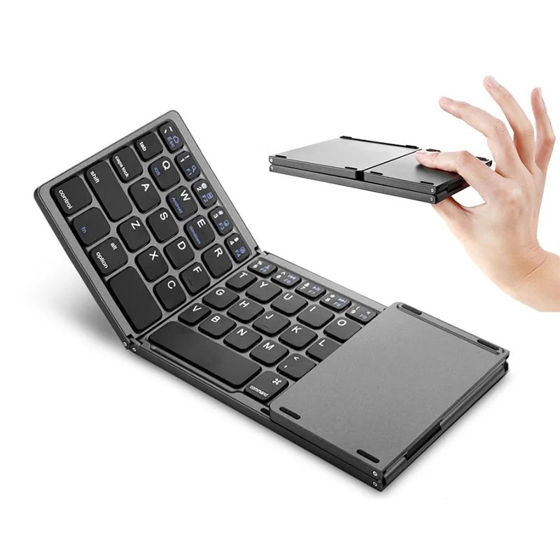 Premium Portable & Foldable Wireless Keyboard with Touchpad, Multi-Device Wireless Connectivity, USB-C Rechargeable, 60H Working Time, Compatible with iOS, Android, Windows & Mac – Portable Travel Gadget