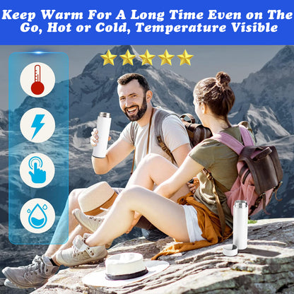 Smart LED Temperature Display Vacuum Flask 500ml with 304 Stainless Steel, Touch Screen, Anti-Skid Base & 12 Hour Hot & Cold Insulation
