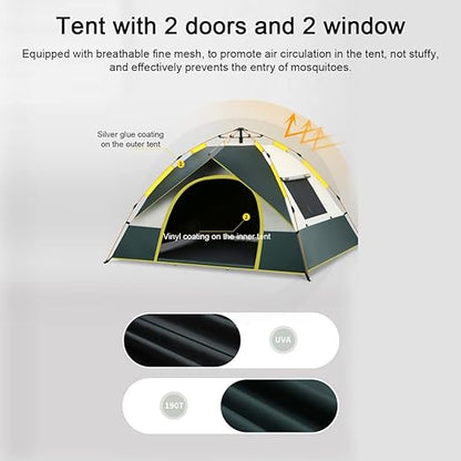 Instant Pop-Up Outdoor Camping Tent with Sunshade for 4 Persons - 210 x 210 x 140 cm - Blue