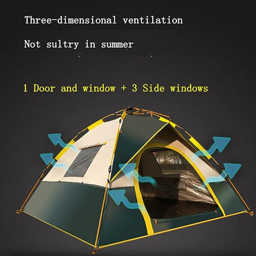 Instant Pop-Up Outdoor Camping Tent with Sunshade for 4 Persons - 210 x 210 x 140 cm - Blue