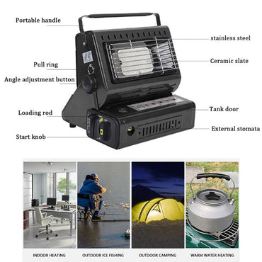 2-in-1 Portable Camping Heater & Stove with Handle for Outdoor & Home