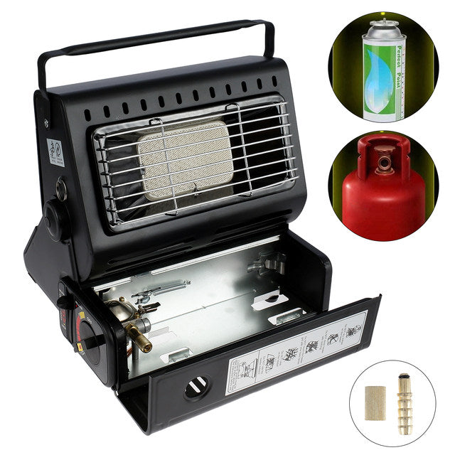 2-in-1 Portable Camping Heater & Stove with Handle for Outdoor & Home