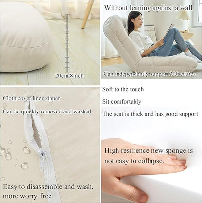 Adjustable Cozy Reclining Foldable Backrest Floor Chair cum Bed - 85 x 135 cm