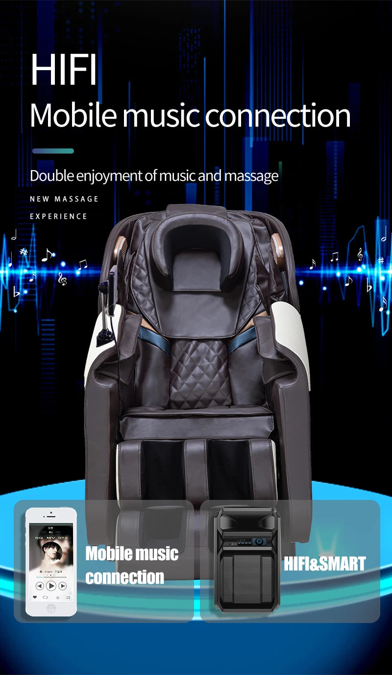 Luxury Full-Body Shiatsu Massage Chair with Hi-Fi Sound, Zero-Gravity Experience & Heat Therapy