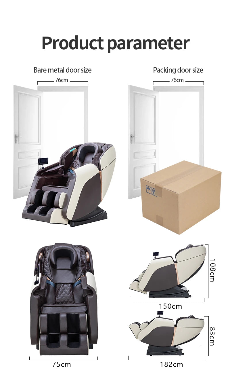 Luxury Full-Body Shiatsu Massage Chair with Hi-Fi Sound, Zero-Gravity Experience & Heat Therapy