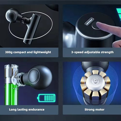 Portable Mini Rechargeable 3 Speed Fascial Massage Gun for Muscle Relaxation & Fun