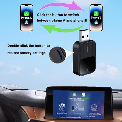 2-in-1 Wireless CarPlay & Android Auto USB Adapter with Bluetooth 5.3, Dual-Band WiFi, Voice Control & Multi-Car Compatibility – Plug & Play Smart Connection for iOS & Android Devices