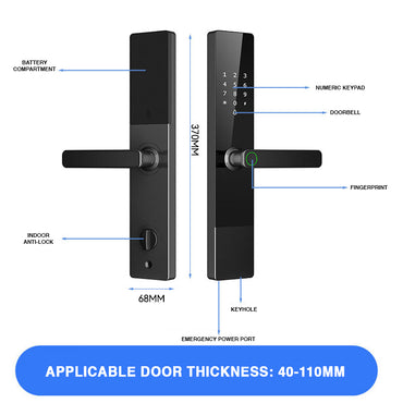 4-in-1 Smart Electronic Door Lock with Biometric, Card, Password & Manual Key Access