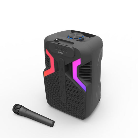 Portable Bluetooth Karaoke Speaker with Wireless Microphone, RGB Lights, USB/FM/TF Support & Rechargeable Battery - 25W Output
