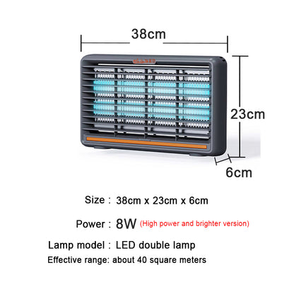 Electric Lamp Insect Killer & Bug Fly Zapper with UV-A Double Tube, Chain for Hanging & Low Power Consumption - 8W/10W/12W