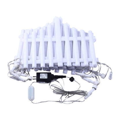 Decorative LED Fence Lights with Easy Clip-On Installation & Multiple Modes - Set of 8 - Warm White (Total Size 280 x 28.5 cm)