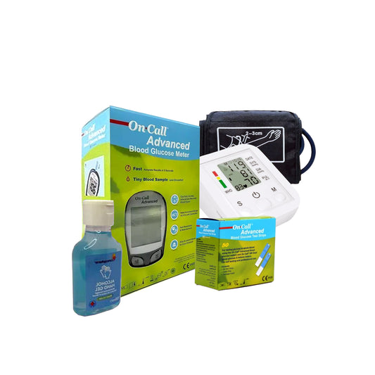 On call Advanced Blood Glucose Monitor + 50 Strips + Digital Blood Pressure Monitor Upper Arm Fully Automatic