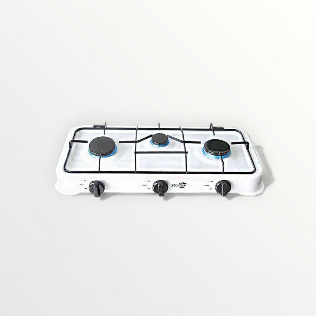 Starlux Table Top Gas Stove with 3 Burners for High-Efficiency Cooking - Automatic Ignition & Compact