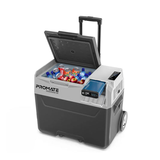 ثلاجة Promate CoolFast صغيرة محمولة للاستخدام الخارجي بسعة 40 لترًا مع حزمة طاقة 52000 مللي أمبير في الساعة