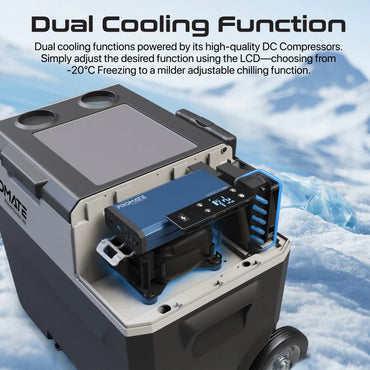 ثلاجة Promate CoolFast صغيرة محمولة للاستخدام الخارجي بسعة 40 لترًا مع حزمة طاقة 52000 مللي أمبير في الساعة