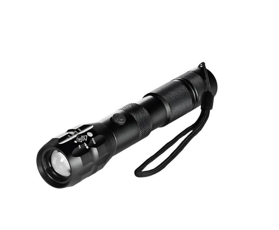 MAXXMEE Power Torch, Robust and Splash Proof, 5 Light Modes, USB Charging, Light Range up to 150 m [Black]