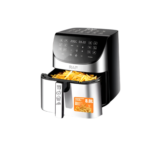 RAF 8L Smart Air Fryer with Tuya Mobile App Control, Stainless Steel Body, Temperature Control, Touch Screen - 1700W