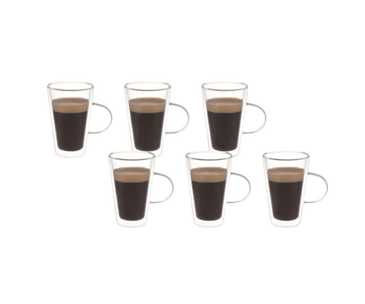 Aramoro 6 Pcs Set 200 ML Borosilicate Double Wall Glass Cup