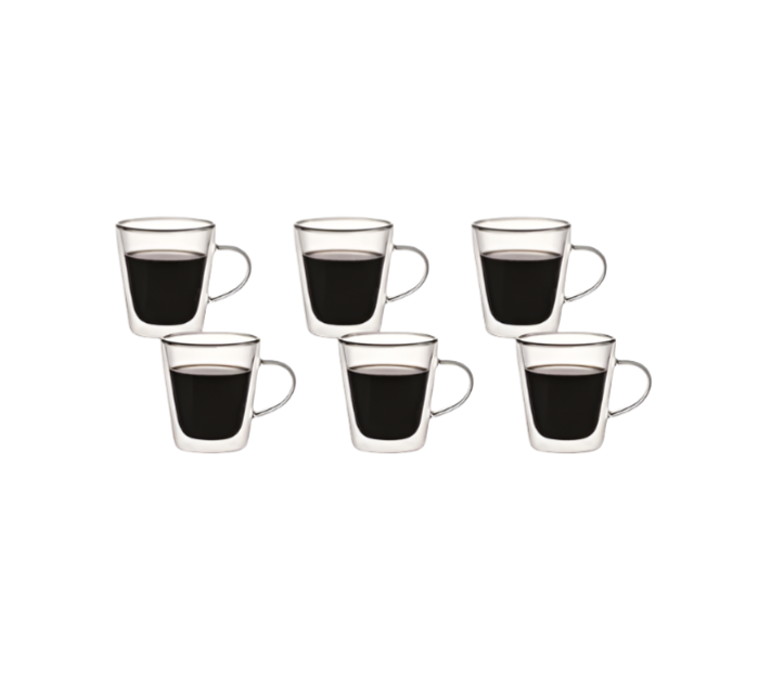 Aramoro 6 Pcs Set 180 ML Borosilicate Double Wall Glass Cup