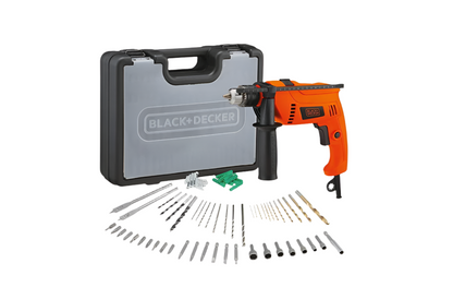 BLACK+DECKER Hammer Drill 13mm 650W with 50Pcs Accessories and Kit box