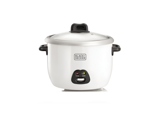 BLACK+DECKER Rice Cooker with Steaming Tray, Glass Lid 700W, 1.8L