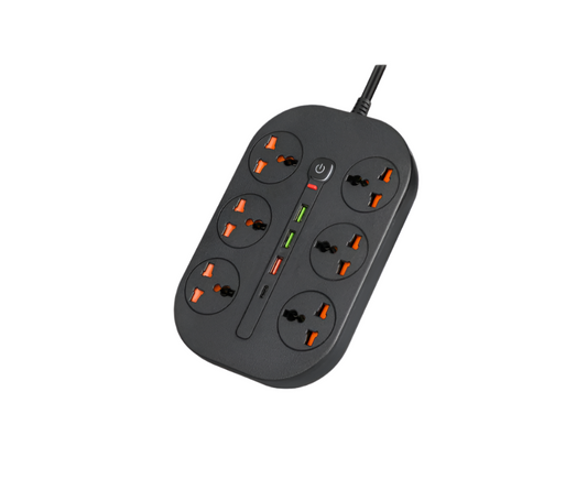 T21 PD3.0 + QC3.0 Multi-Hole Socket Plug 3000W High Power Socket, AU Plug (Black)