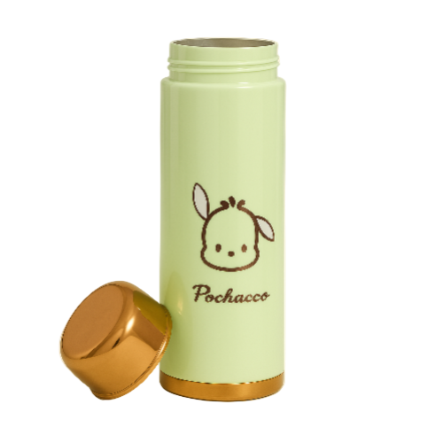 Pochacco Cute 500ml Double Glazed Insulated Glass Interior Bottle with Silicone Strap & Leak-Proof Cap for Cold & Warm Drinks