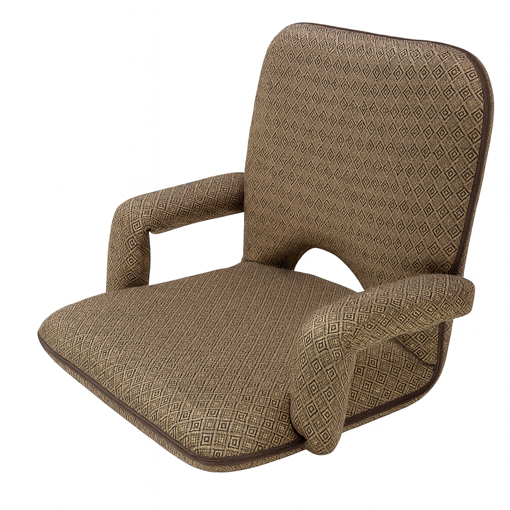 Adjustable Folding Floor Chair with Armrests & 6-Position Backrest for Camping Picnic & Outdoors